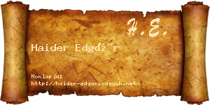 Haider Edgár névjegykártya